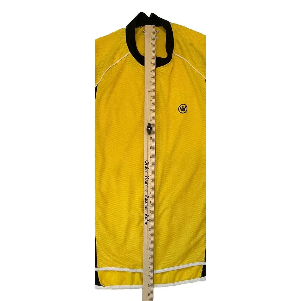 Canari Full Zip Short Sleeve Cycling Jersey Neon Yellow Men's Size Large - Picture 2 of 6